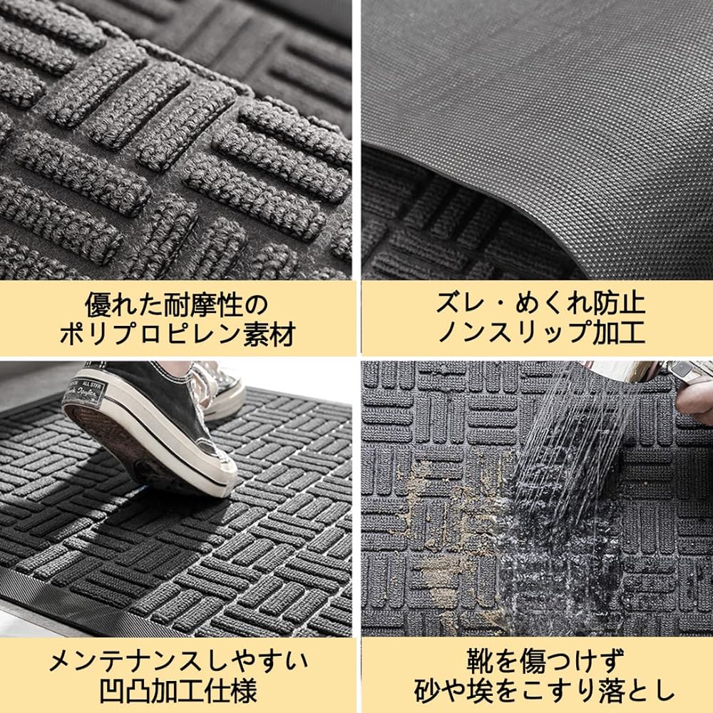 Entrance mat, commercial use, outdoor, indoor, anti-slip, mud removal mat, water absorption, door mat, quick drying, durable, standard mat, washable, office, home, store, office, indoor, company, blue 60 x 120 cm