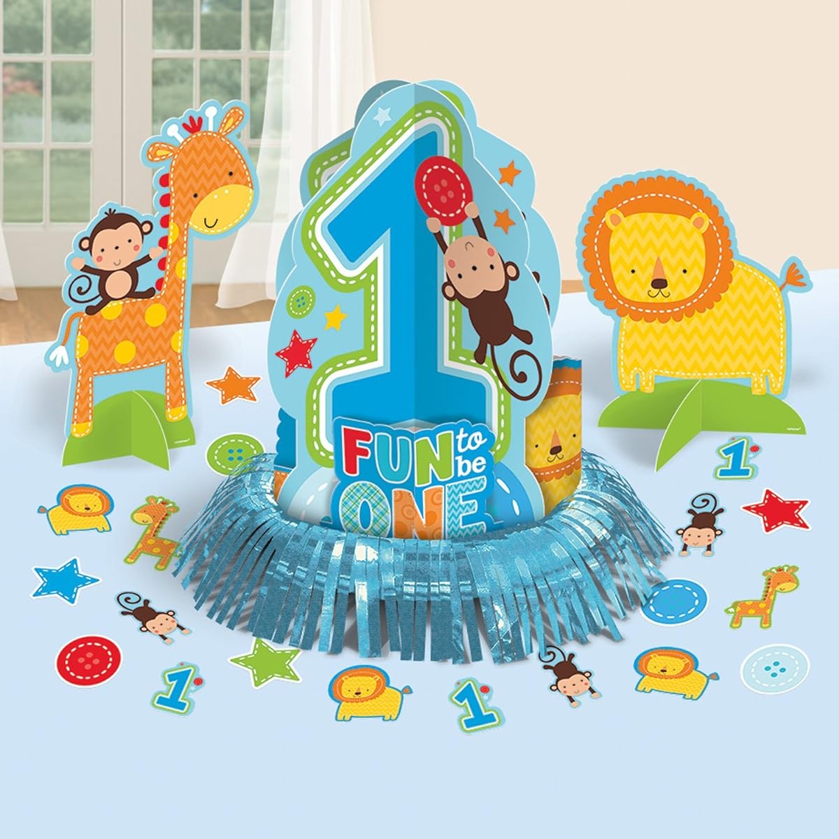 23 Piece Wild Fun To Be One Blue Boy's 1st Birthday Party Table Decorating Kit by Amscan [Parallel Import]