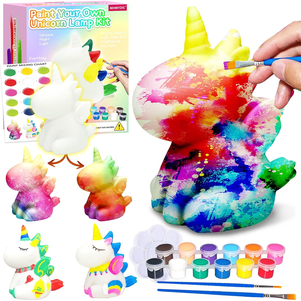 MHMYDIS Paint Your Own Unicorn Lamp Kit - Unicorn Craft Kit for Kids Arts & Crafts Painting Kit Night Light for Teens Girls Kids Ages 4 5 6 7 8 9 10 11 12+