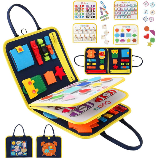 Arthopt Busy Board for Toddlers 21 in 1 Sensory Board Activity Montessori Toys Motor Skill Development Educational Travel Toys for Toddlers/Cars/Planes Ages 2-4 Girls Boys Gifts