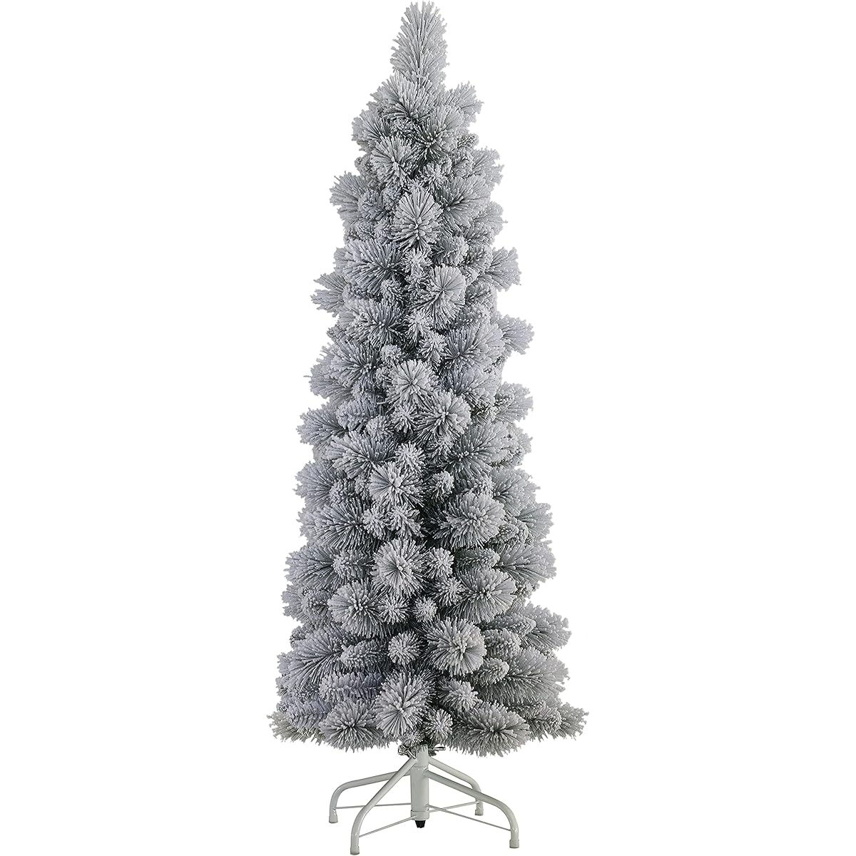 Puleo International 4.5ft Flocked Pencil Artificial Christmas Tree with Stand, Green (TFP8305-45)
