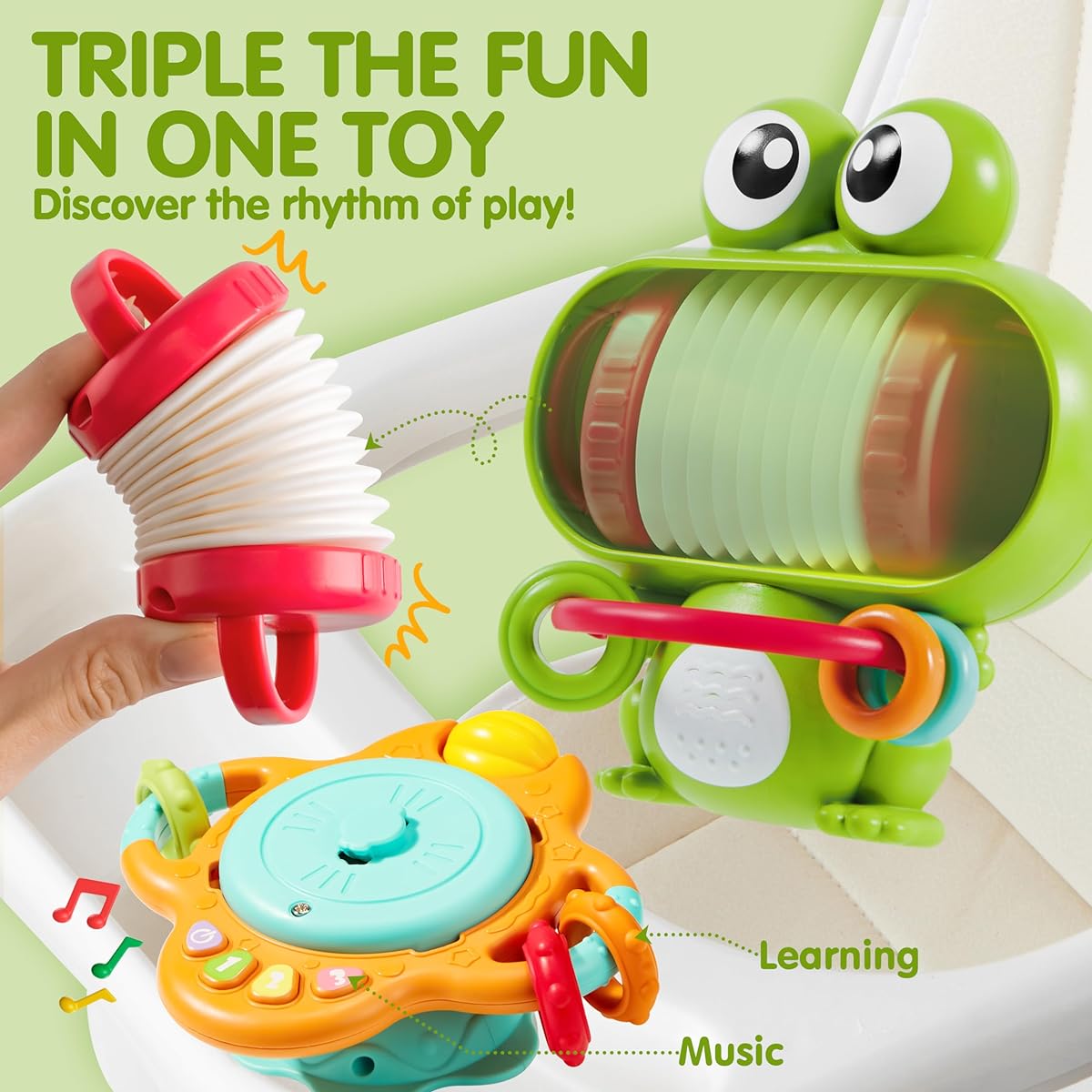 JOYIN Musical Baby Toys - Highchair Toys with Suction Cups - Spinner Teething - Prevents Toddler Toys from Falling - Montessori Sensory Toys for Toddlers - Christmas Birthday Gift Toys 18 Months