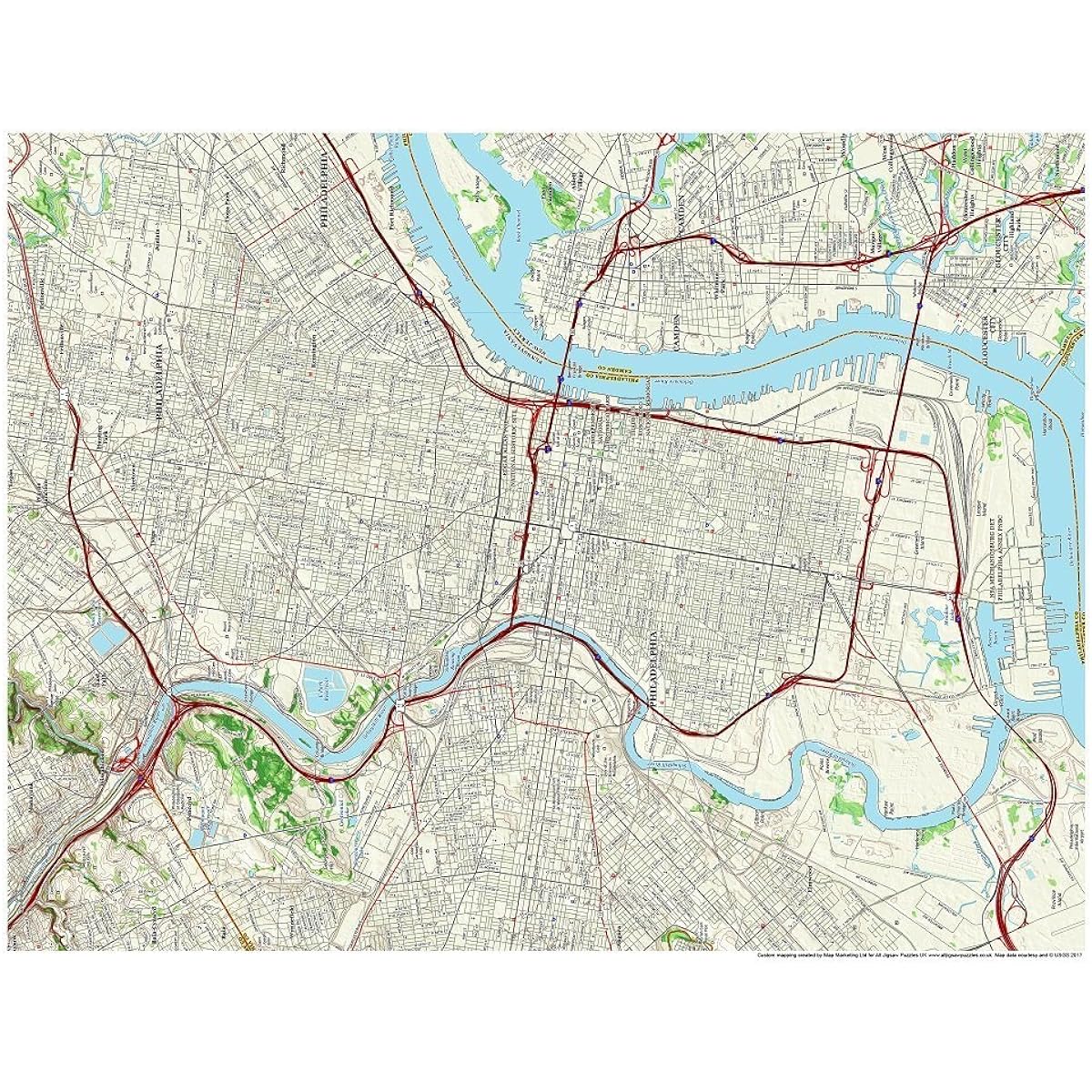 Philadelphia City Map 1000 Piece Jigsaw Puzzle