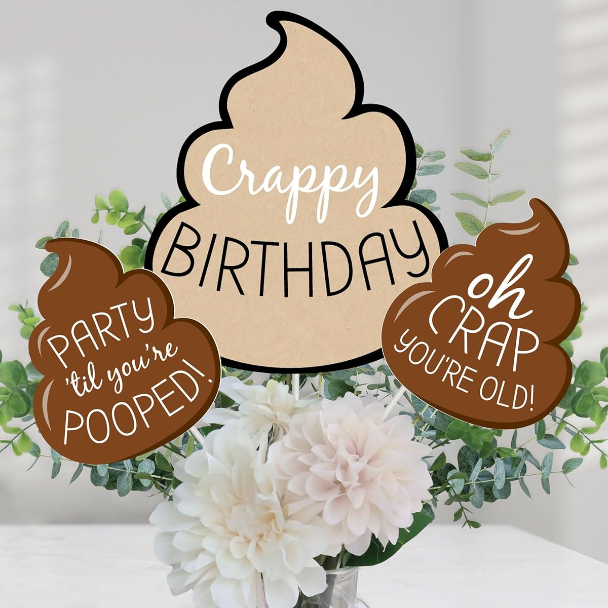 Grandma, grandma. - Poop Birthday Party Centerpiece Sticks - Table Toppers - Set of 15