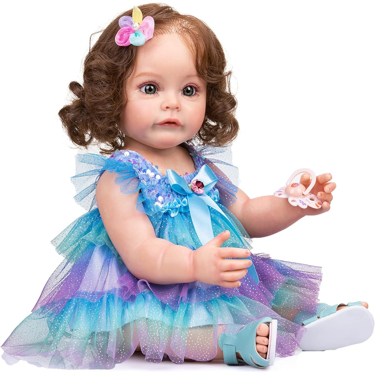 iCradle 22 Inch Reborn Baby Girls Doll Full Baby Doll Realistic Girl Silicone Doll Christmas Gift for Kids