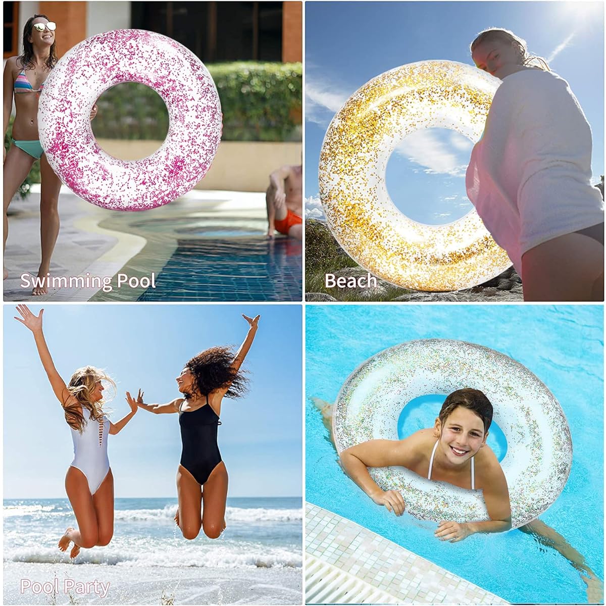 Inflatable Pool Floating Ring for Kids - Swim Ring Tube Toy for Swimming Pool Summer Outdoor Beach Party