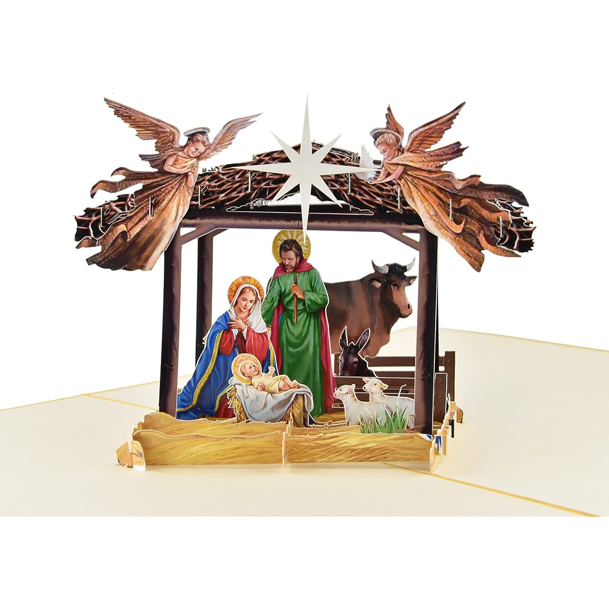 Teabug Cards Nativity Scene 3D Christmas Pop Up Greeting Cards