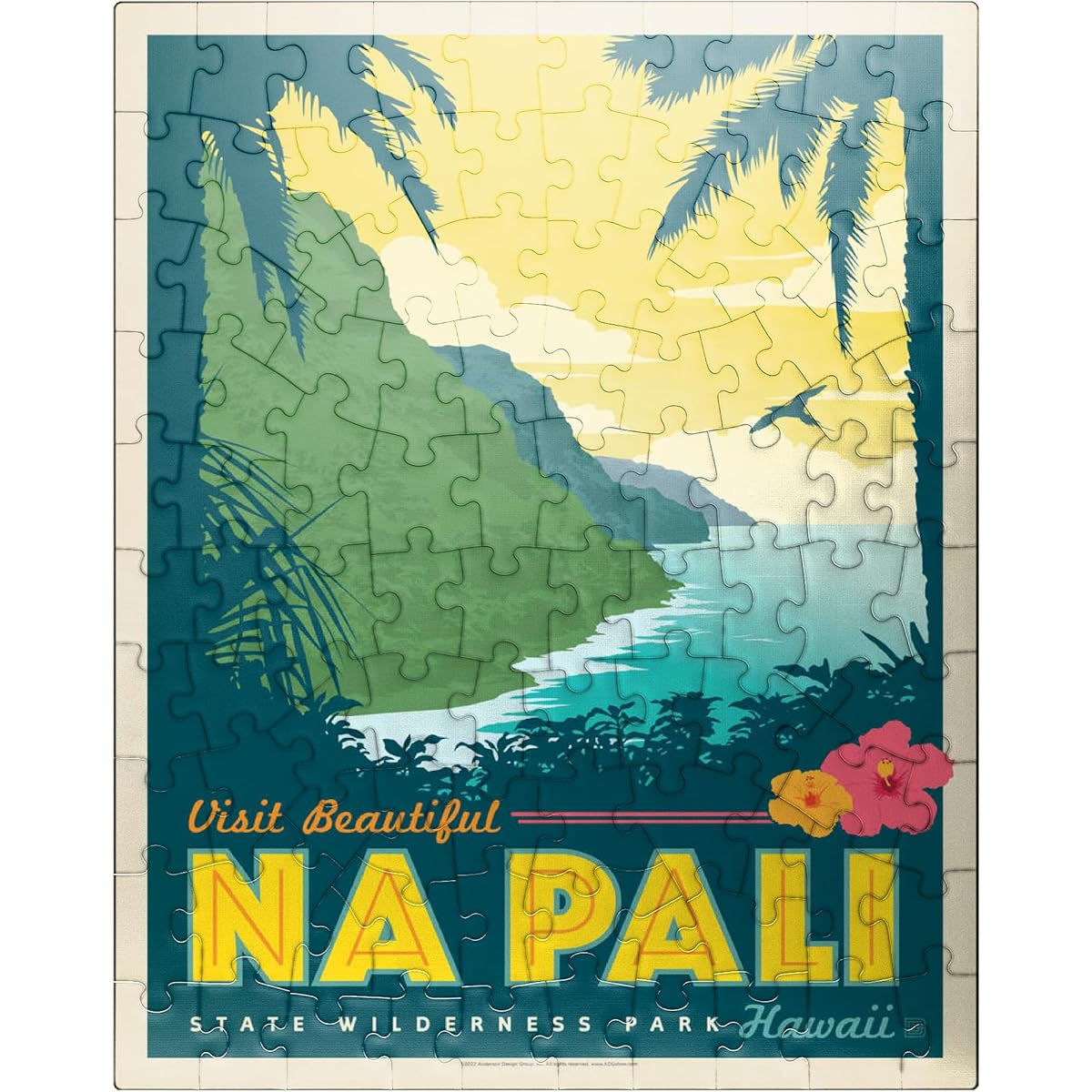 Hawaii: Napalli State University Wilderness Park Vintage Poster Premium 100 Piece Jigsaw Puzzle for Adults