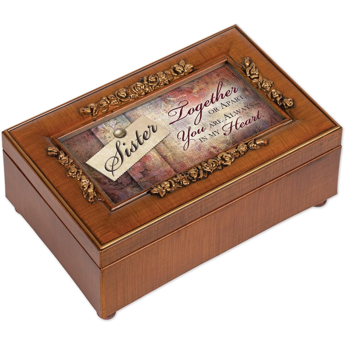 Sister Rich Walnut Finish Petite Jewelry Music Box - Plays That ?S What Friends Are For