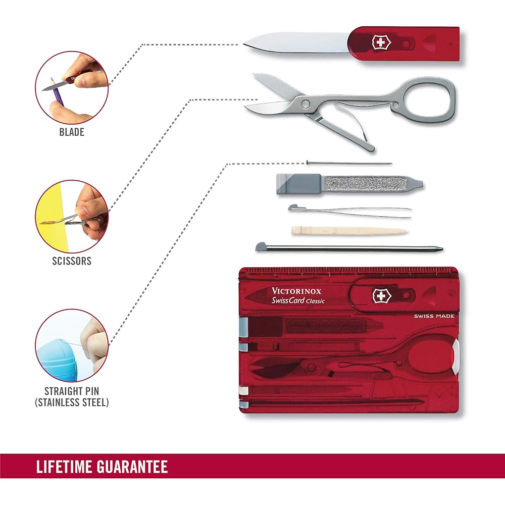 VICTORINOX Swiss Card Classic All 3 Colors Multifunctional Stationery Stationery Scissors Ballpoint Pen Included Swiss Made Multitool with 10 Functions Design Award Winning Small Compact [Domestic Genuine Product]