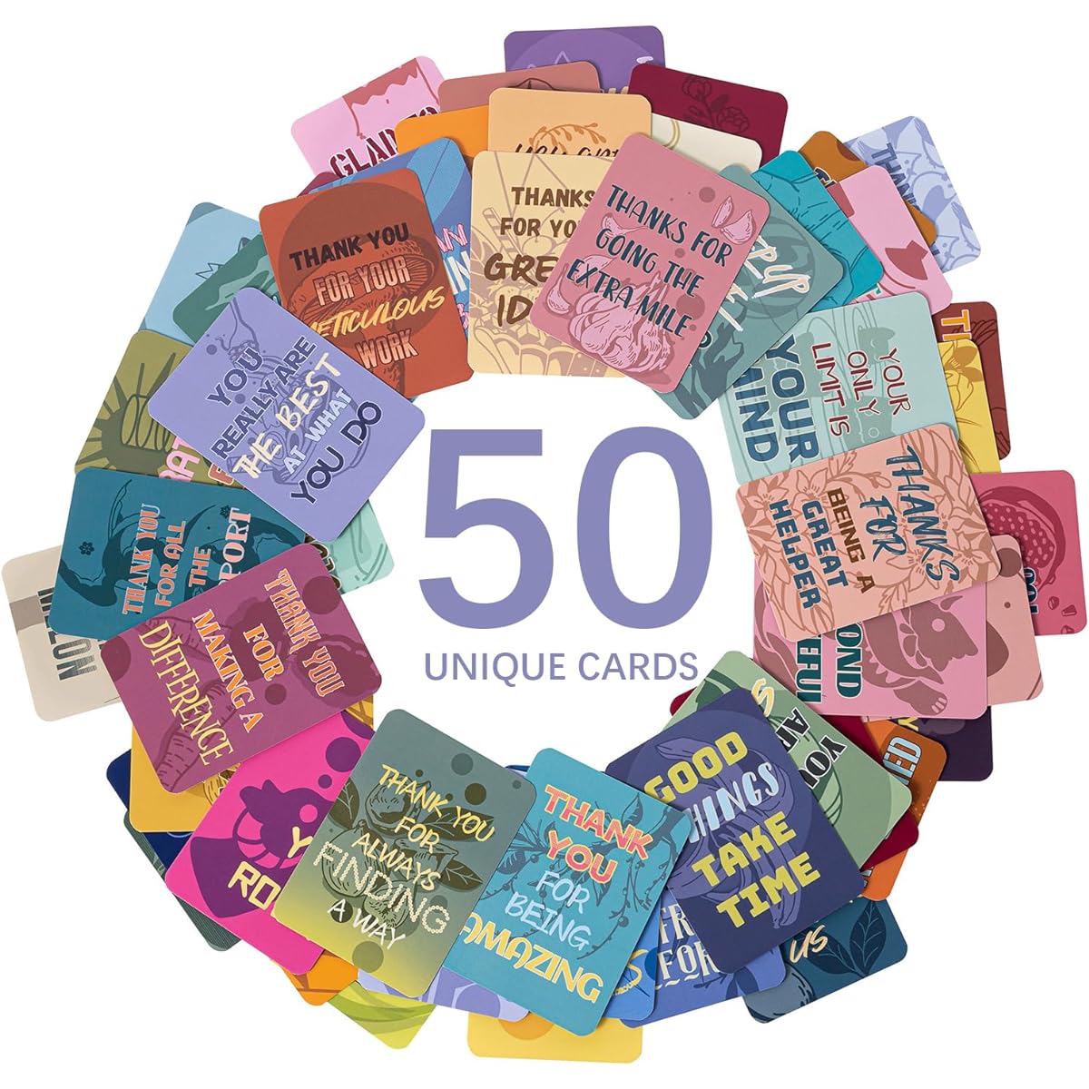 HOMANGA 50 Unique Motivation Cards, Employee Appreciation Cards, Employee Appreciation Cards, Kindness Thank You Letters for Coworkers, Employees, Colleagues, Teachers, Bosses
