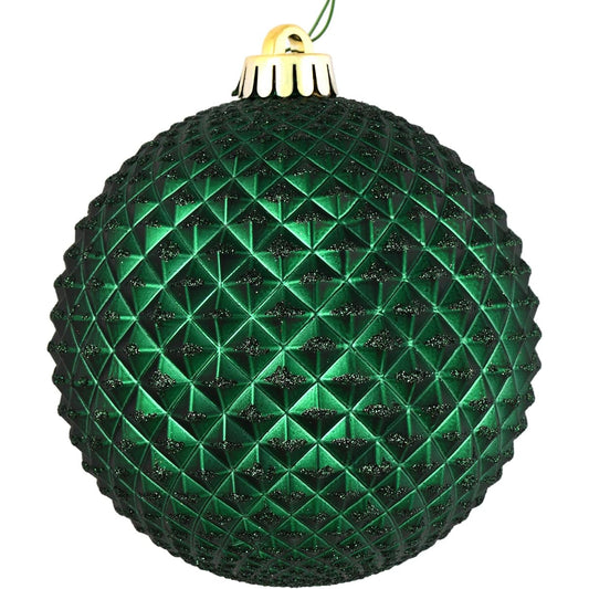Vickerman 2.75" Midnight Green Durian Glitter Ball Ornaments, 12 per pack.