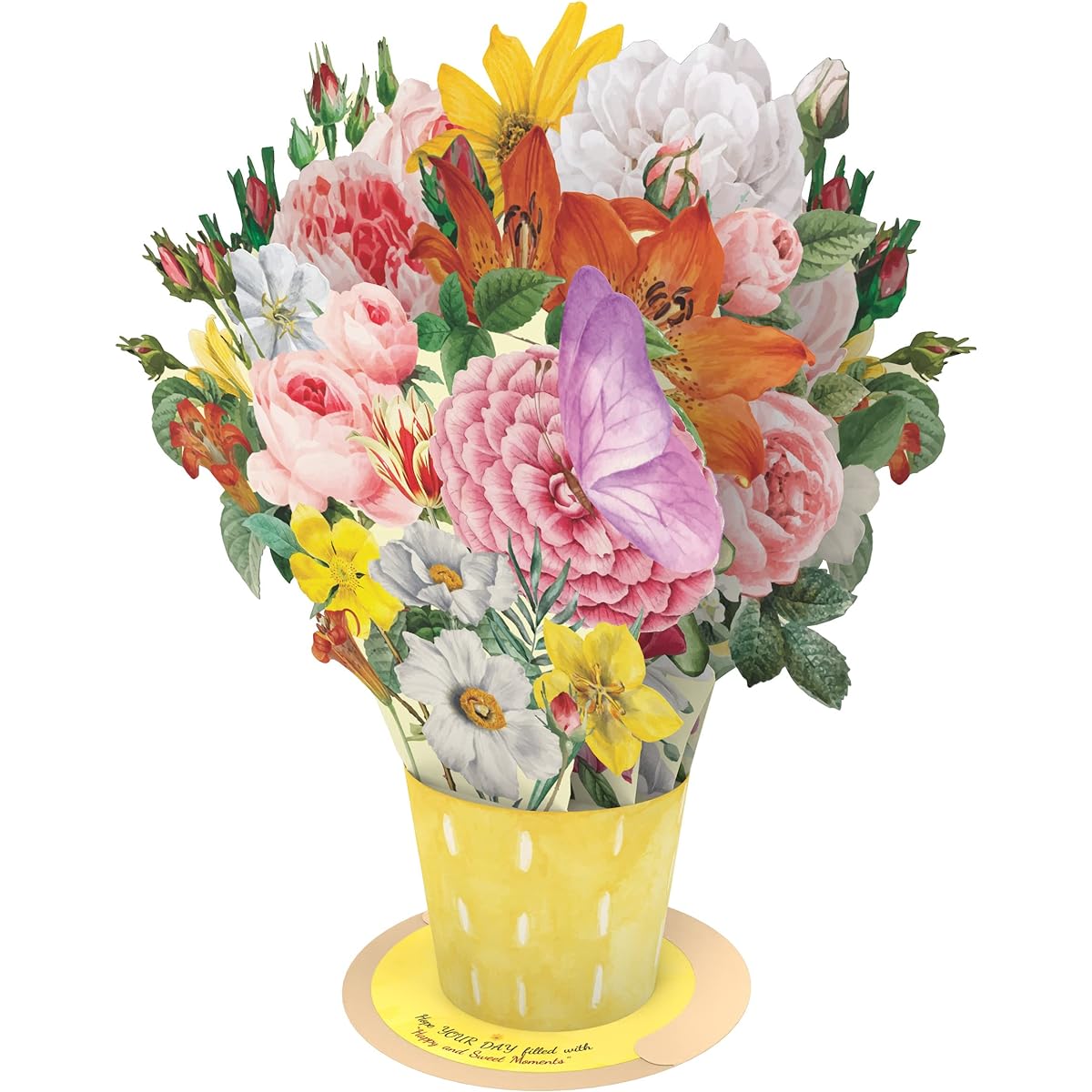 lower Bouquet Pop Up Card, Pop Up Flower Card, Handmade Flower Greeting Card, 3D Birthday Card, Mother's Day Card Pop Up, Anniversary, Thinking of You, Thank You Card, Mother's Day Gift, Birthday Present | 15 x 20 cm Comes with a free butterfly ornament.