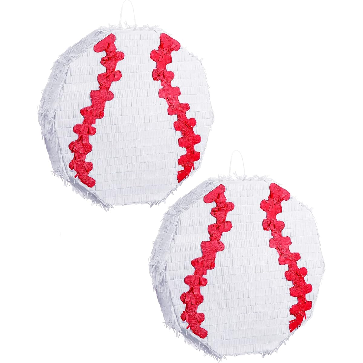 Wettarn 2pcs 19 x 19 Inch Large Baseball Pinata with Pull String Baseball Birthday Party Supplies Mexican Fiesta Pinata Baseball Game Sports Theme Celebration Gender Reveal Decorations