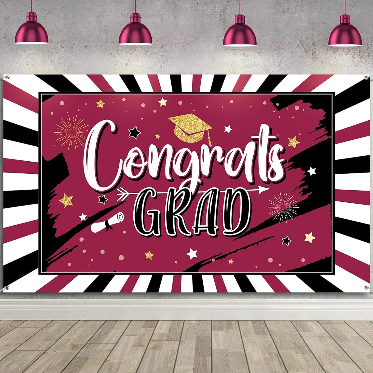 Sumind 2024 Graduation Decorations Party Backdrop Large Banner for Class Graduation Favors Graduation Gifts Prom Booth Indoor Outdoor (Maroon)