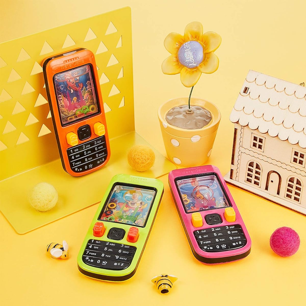 10 Pieces Cell Phone Water Ring Game Colorful Handheld Cell Phone Game Water Ring Toss Handheld Game Fun Birthday Party Favors Birthday Party Gifts Contest Prizes 4 Inch
