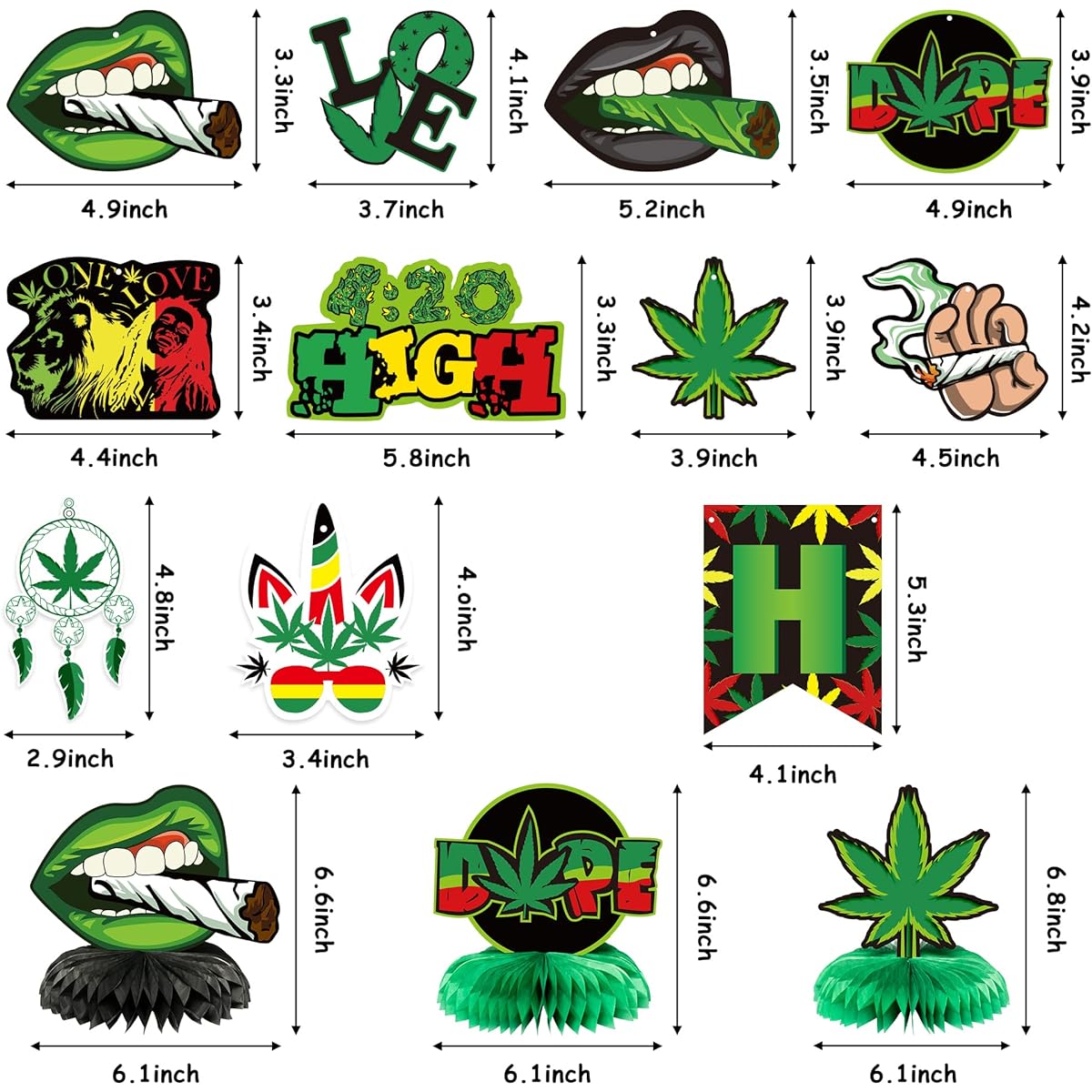 Weed Birthday Party Decoration Set All in One Pack Party Supplies Weed Birthday Banner Swirl Honeycomb Centerpiece Decoration Perfect Birthday Gift