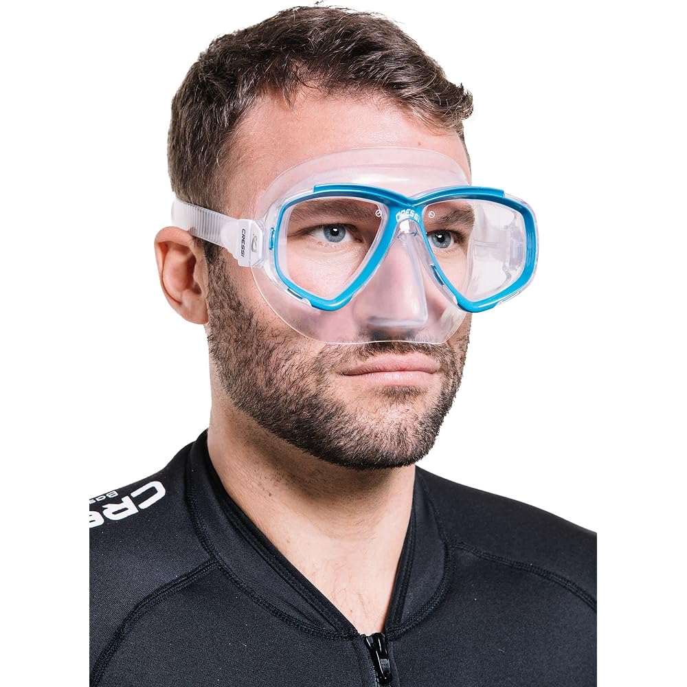 CRESSI Snorkeling Freediving Mask [PERLA] Twin Lens Tempered Glass Lens Color Finely Adjustable Strap [Genuine Product]