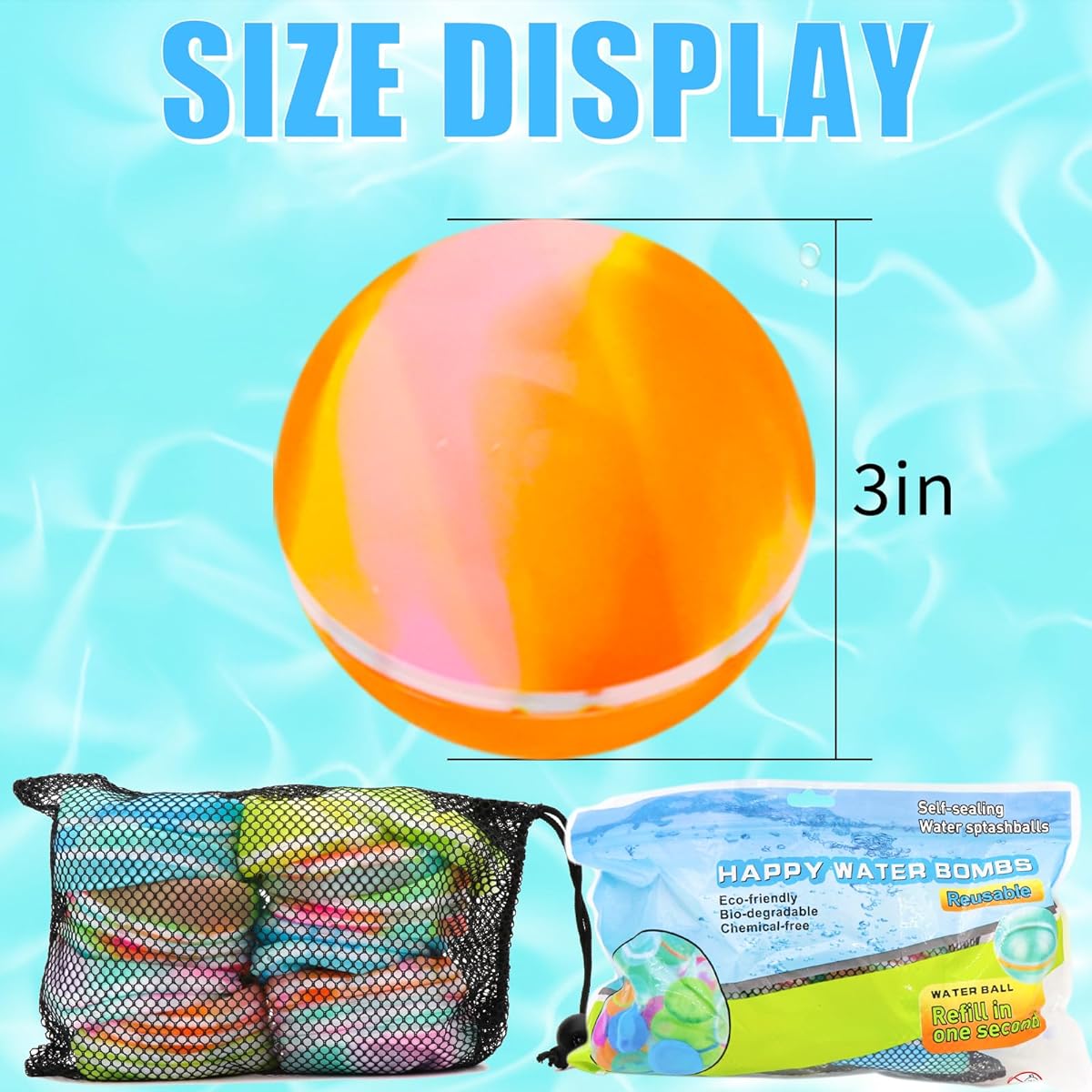 24pcs Reusable Water Balloons with Mesh Bags, Reusable Water Balloons for Kids, Self Sealing Water Bombs for Children Adults Outdoor Activities Water Games Toys Summer Fun Party Supplies (24pcs)