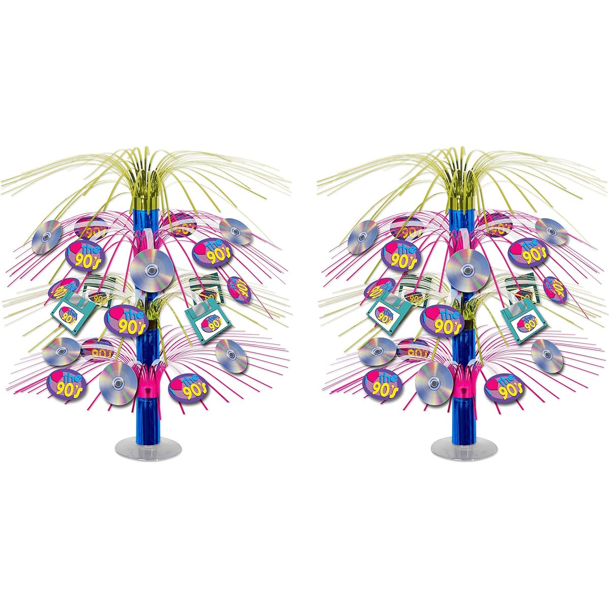 Beistle 53508 I Love The 90's Cascade Centerpieces, 2pc, 18" Multicolor
