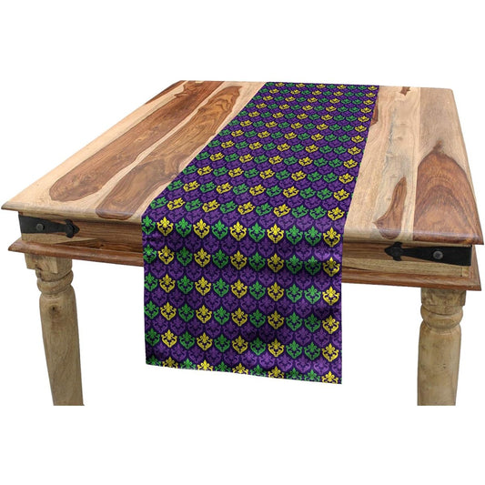 Ambesonne Mardi Gras Table Runner Antique Old Fashioned Mardi Gras Holiday Color Tile Pattern Dining Room Kitchen Rectangle Runner Purple Green Yellow 16" W By 90" L run_40198_16x90