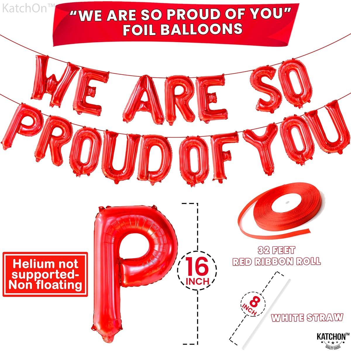 We Are So Proud of You Balloons - Graduation Balloons | Red We Are So Proud of You Graduation Banner 2022 | Graduation Party Decorations 2022 | Red Graduation Decorations 2022 | Army Party Decorations