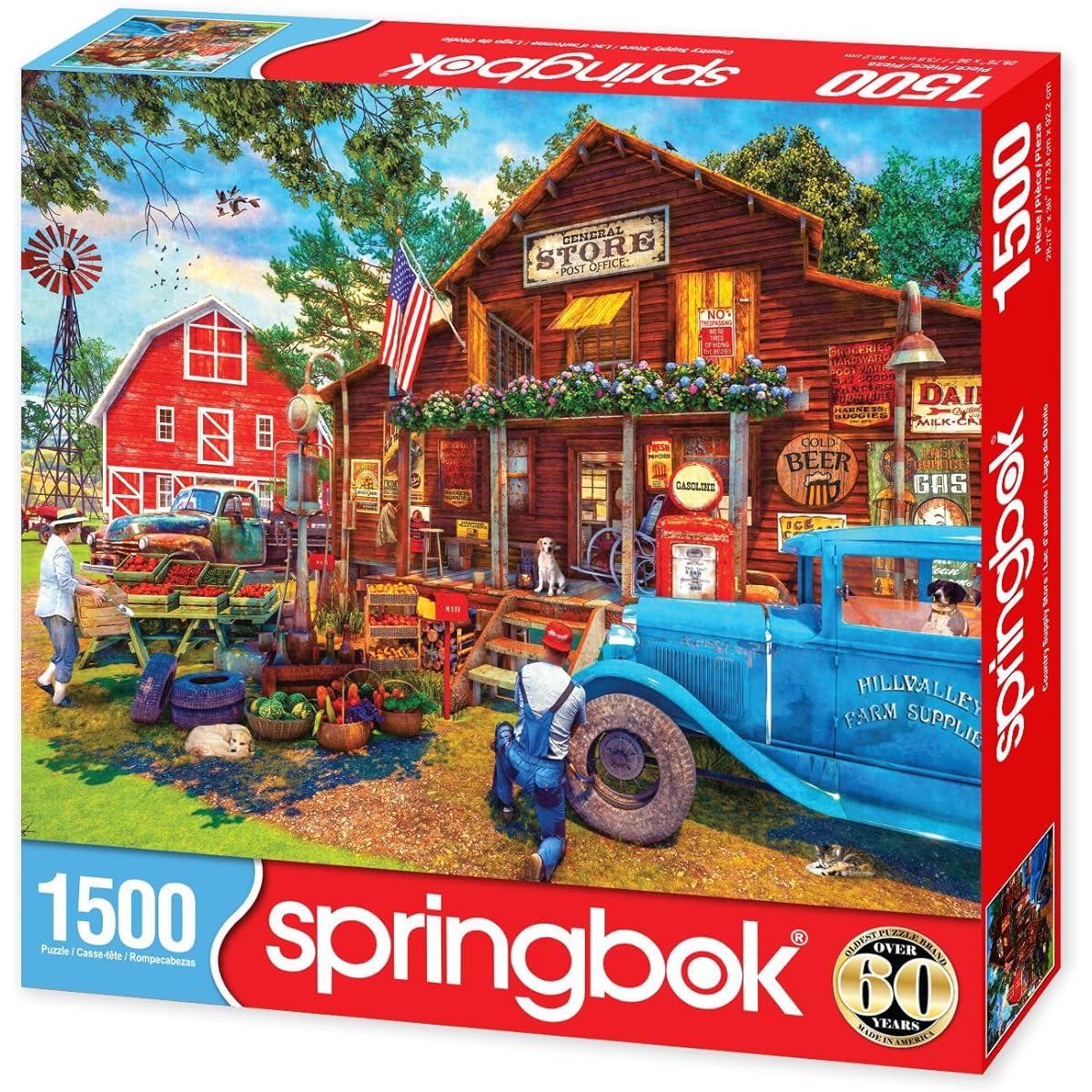 Springbok Country Supply Store 1500 Piece Jigsaw Puzzle for Adults - Challenging Nostalgia Images of Country Stores and Farmers Markets Artist Dominic Davison