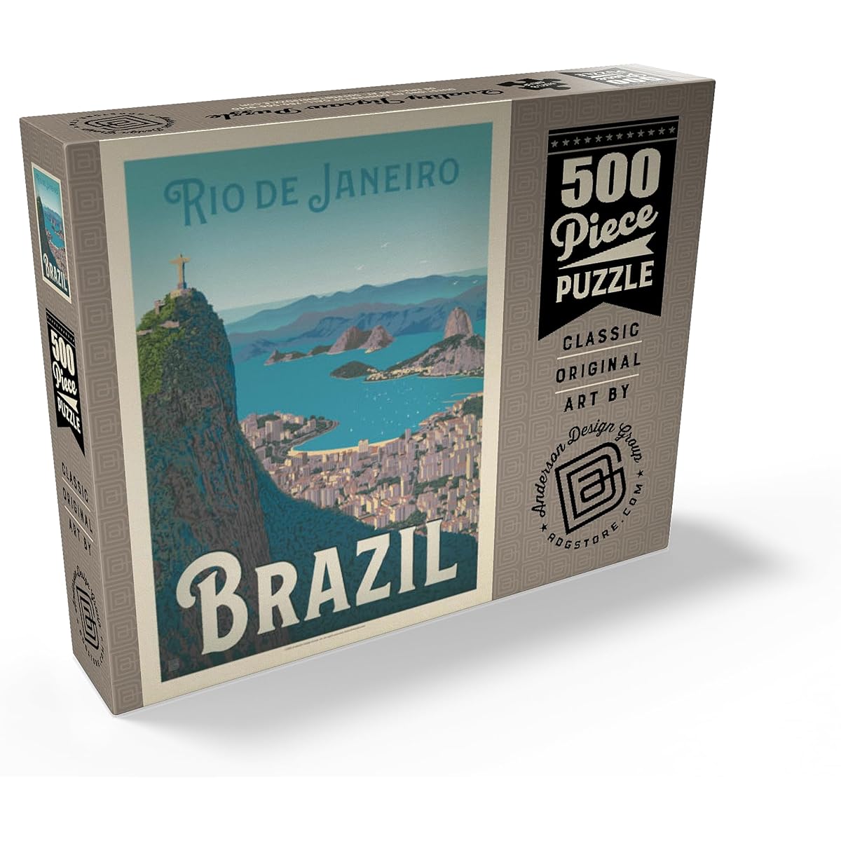 Brazil: Rio de Janeiro Harbor View Vintage Poster - Premium 500 Piece Jigsaw Puzzle for Adults