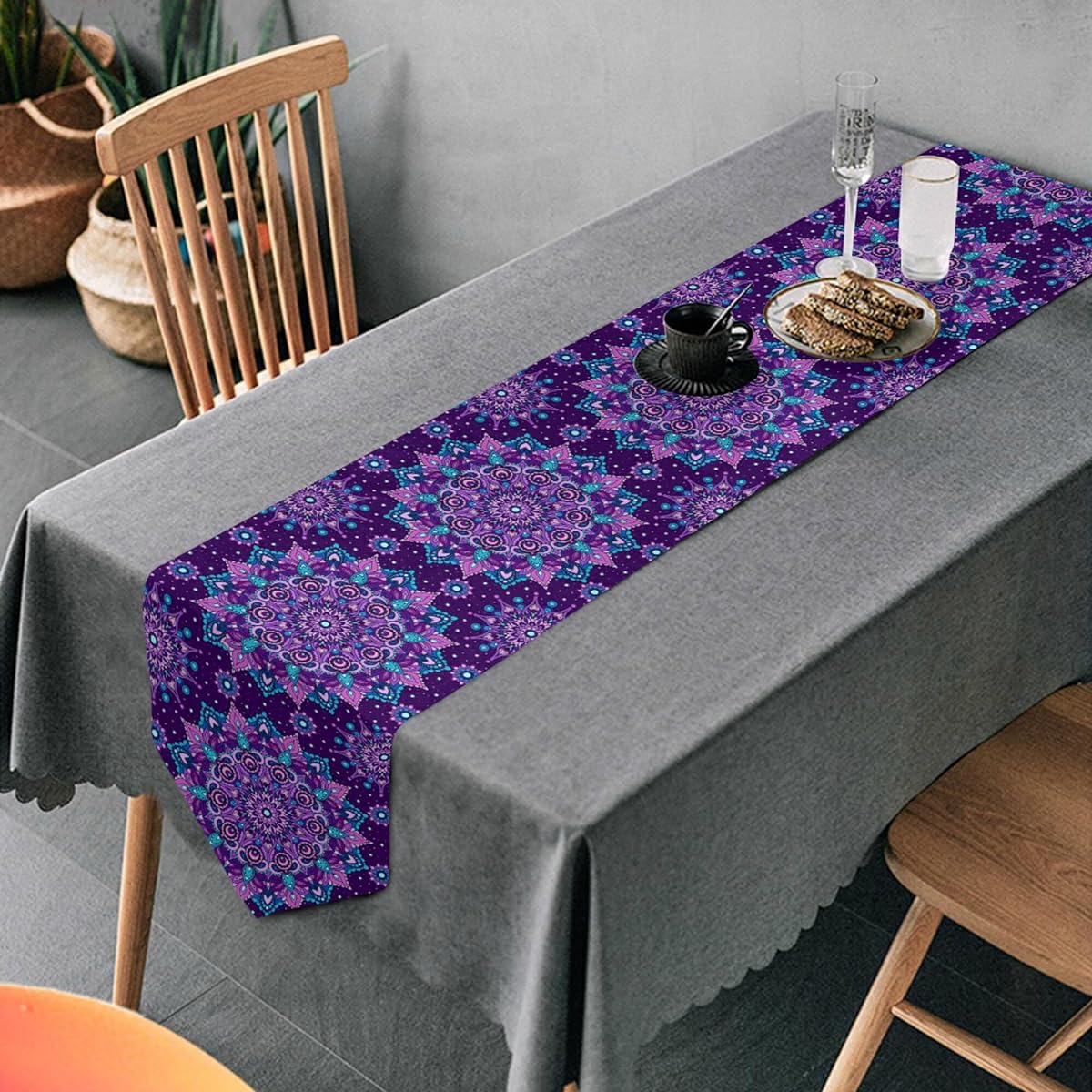 MNSRUU Table Runner Red Floral Boho Dining Coffee Wedding Farmhouse Home Kitchen Decor 70" Long