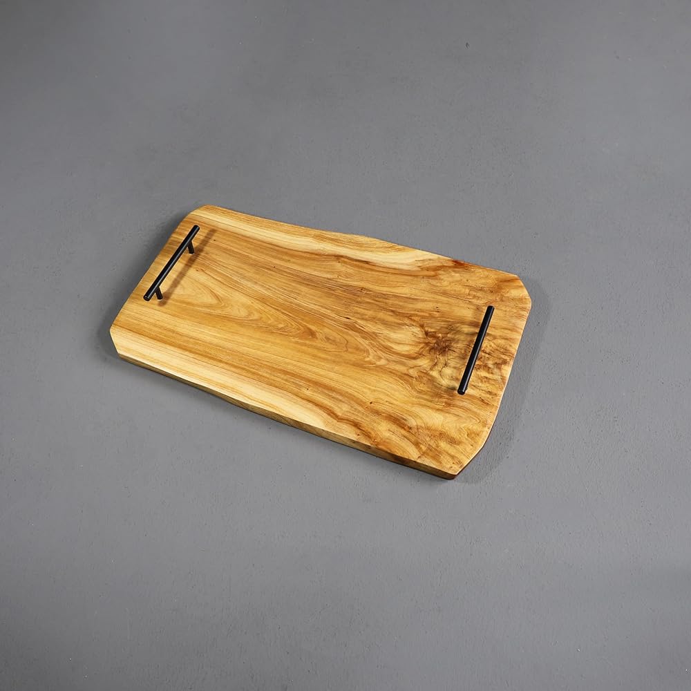 [PJ Collection] Natural Fir Wood Decorative Tray, Real Fir Wood, Decorative Serving Tray, Handcrafted Fir Wood Tray, Live Edge Tray