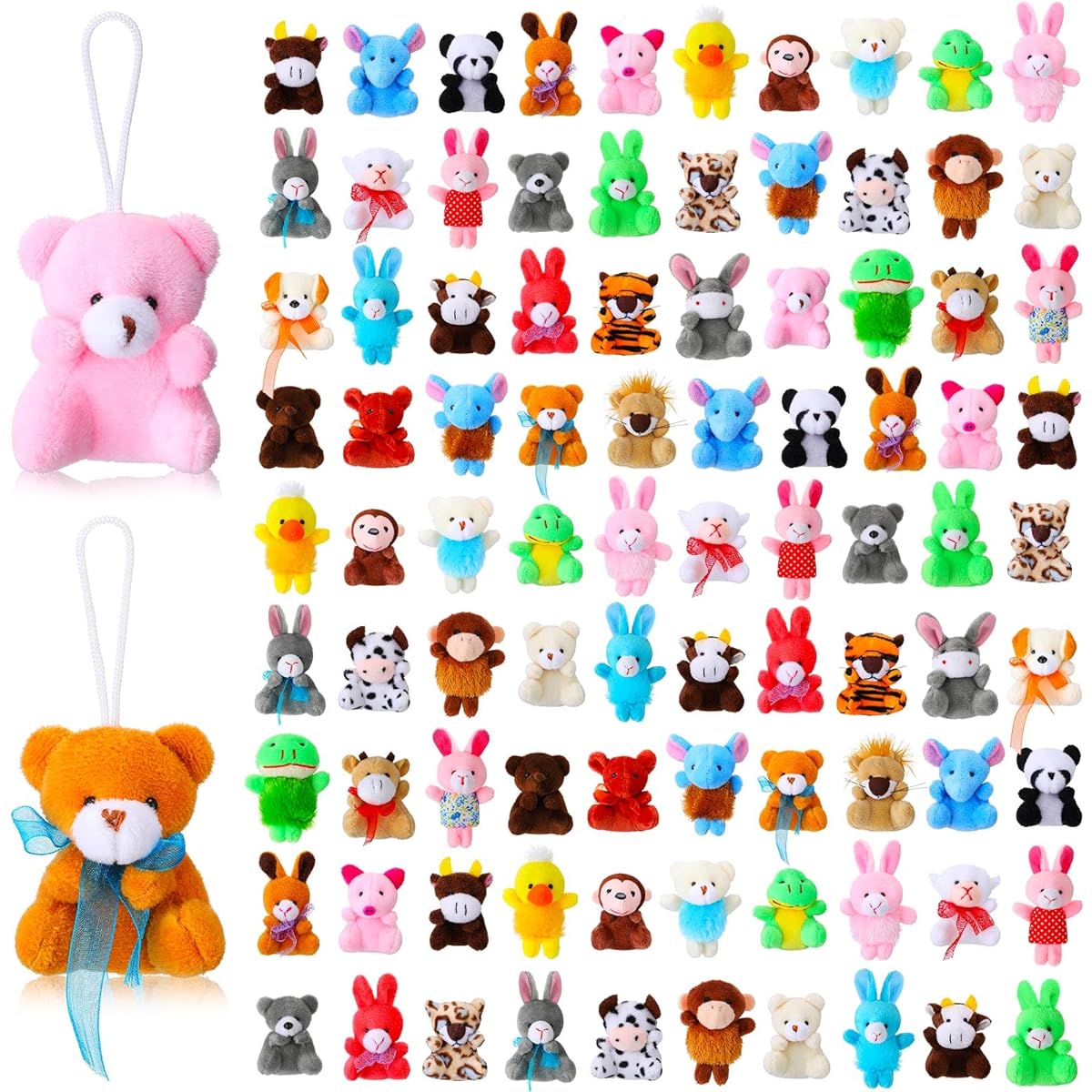 Small Stuffed Toys 150 Pieces Bulk Mini Animal Stuffed Toys Small Stuffed Animals Keychains Cute Small Stuffed Animals Prizes Easter Goodie Bag Claw Machine Filler Christmas Valentine Gift