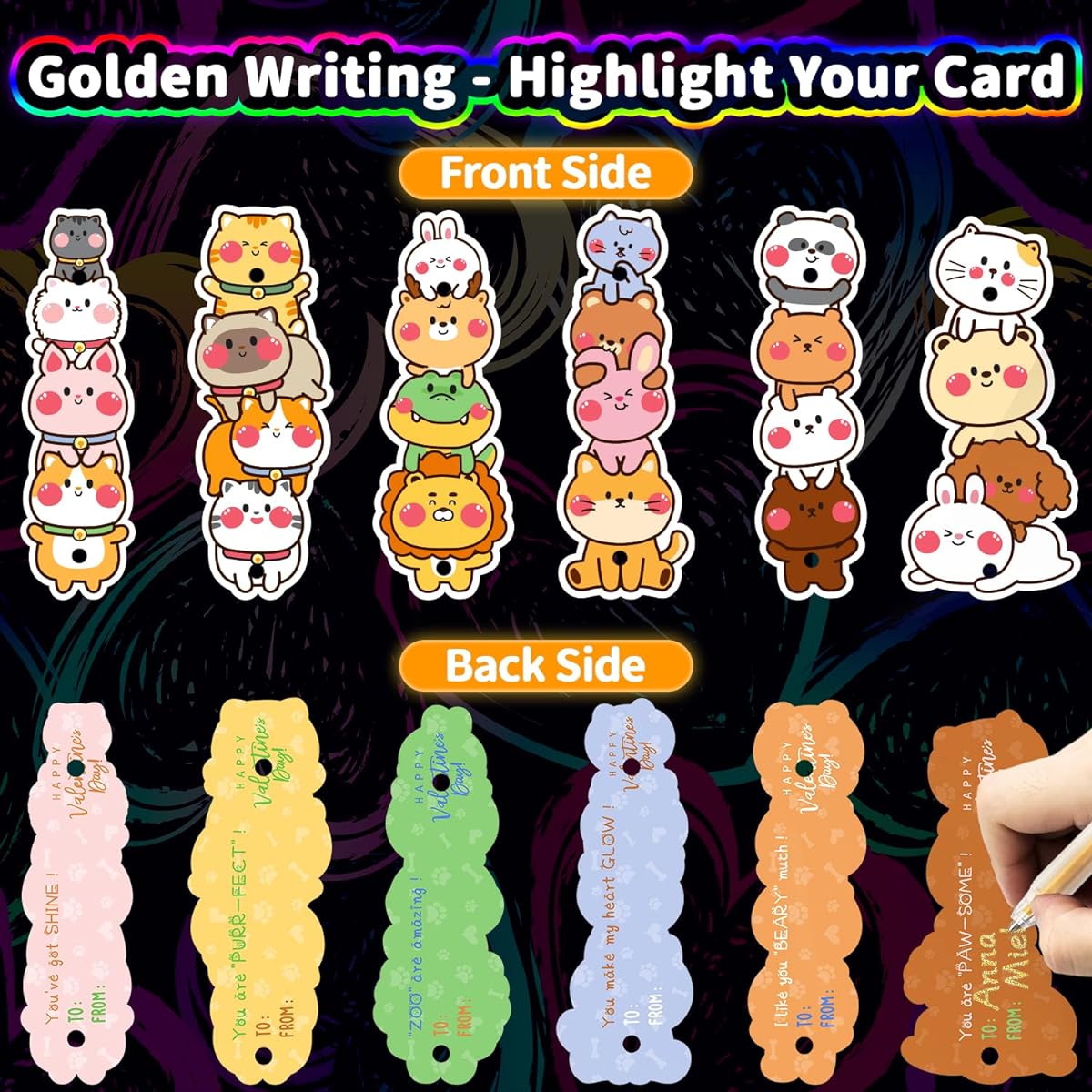Luxby Valentine's Day Cards for Kids, 30 Pack Kids Valentine's Day Cards for School Classrooms with Glow Sticks, Greeting Gifts, Exchange Cards, Party Favors