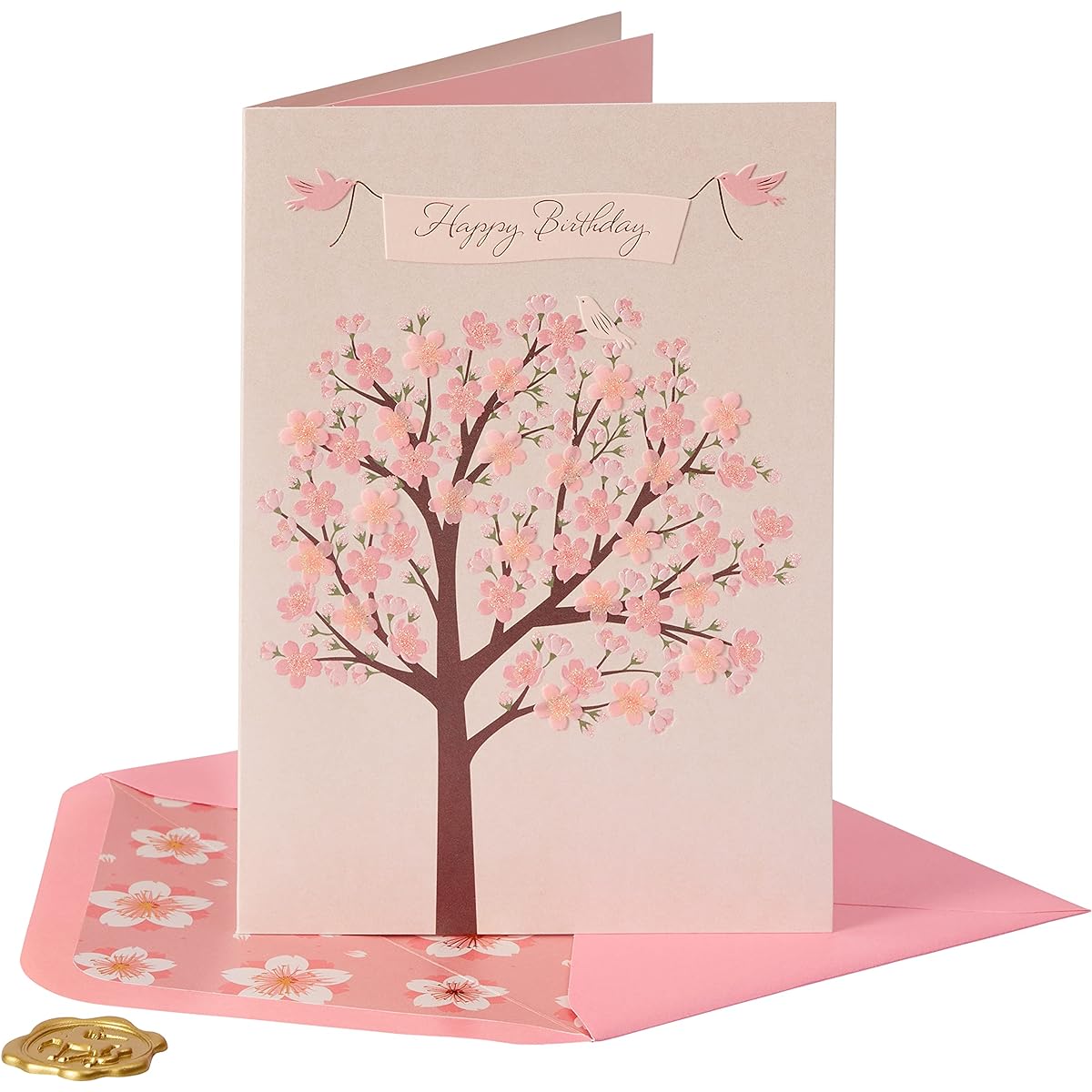 NIQUEA.D Happy Birthday Card, Cherry Blossom Tree (NB-0015), (5" x 7") Vertical
