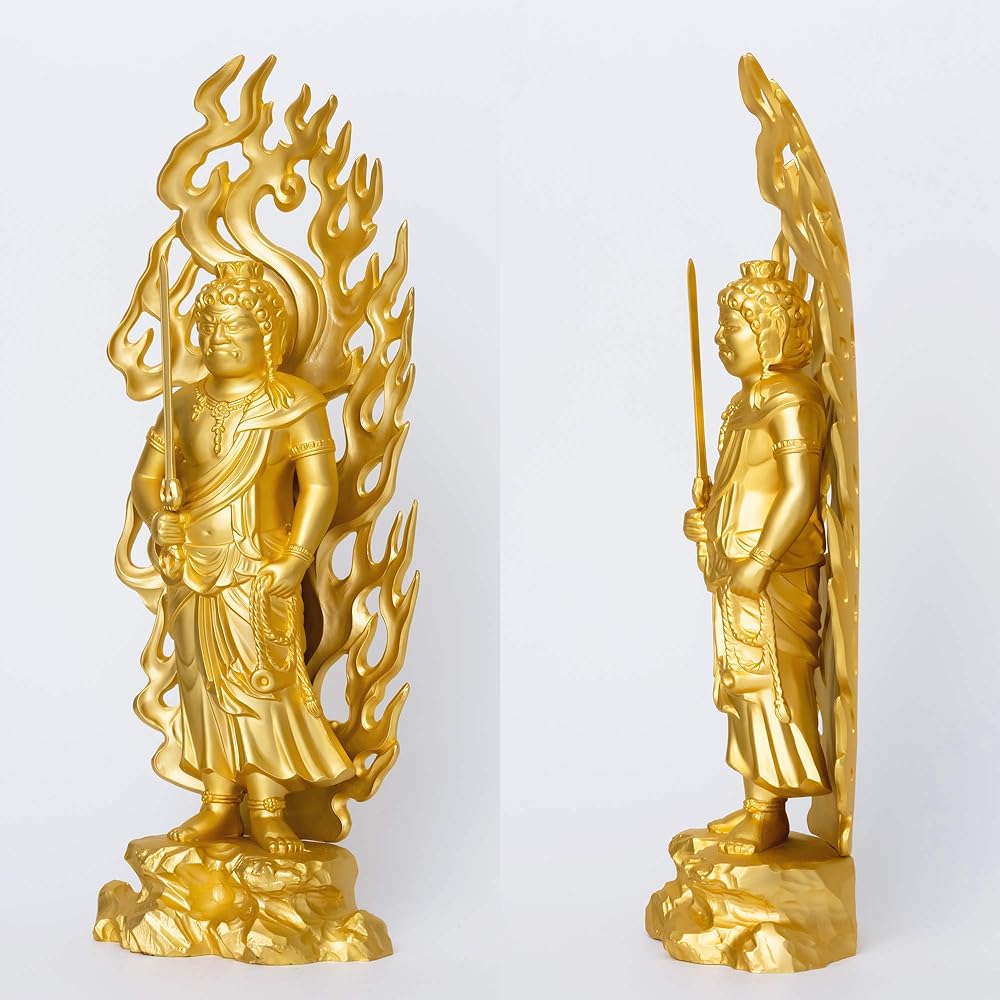 Buddha statue Fudo Myoo 21cm (gold plated/24K gold) Buddhist sculptor: Hideun Makita Original model_ (born in the year of the Rooster) Zodiac guardian main image Takaoka copperware (Fudo Myoo L)