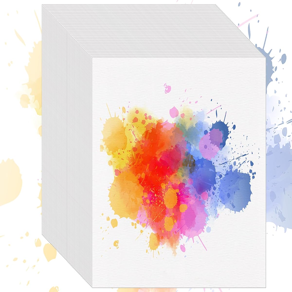 Augacage 60 Sheets Cotton Watercolor Paper in Bulk, 8.5" x 11" 140lb/300GSM Cold Press Watercolor Paper White Painting Paper Perfect for Kids, Adults, Watercolor Painting