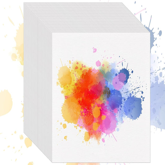 Augacage 60 Sheets Cotton Watercolor Paper in Bulk, 8.5" x 11" 140lb/300GSM Cold Press Watercolor Paper White Painting Paper Perfect for Kids, Adults, Watercolor Painting