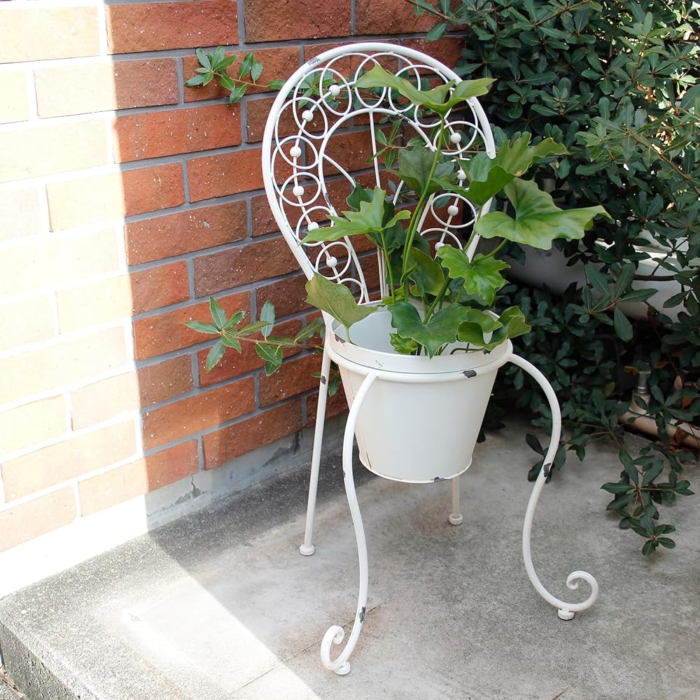 SPICE OF LIFE Pot Cover Chateau Iron Chair Pot Stand White Width 39cm Depth 32cm Height 72cm ACDT5040