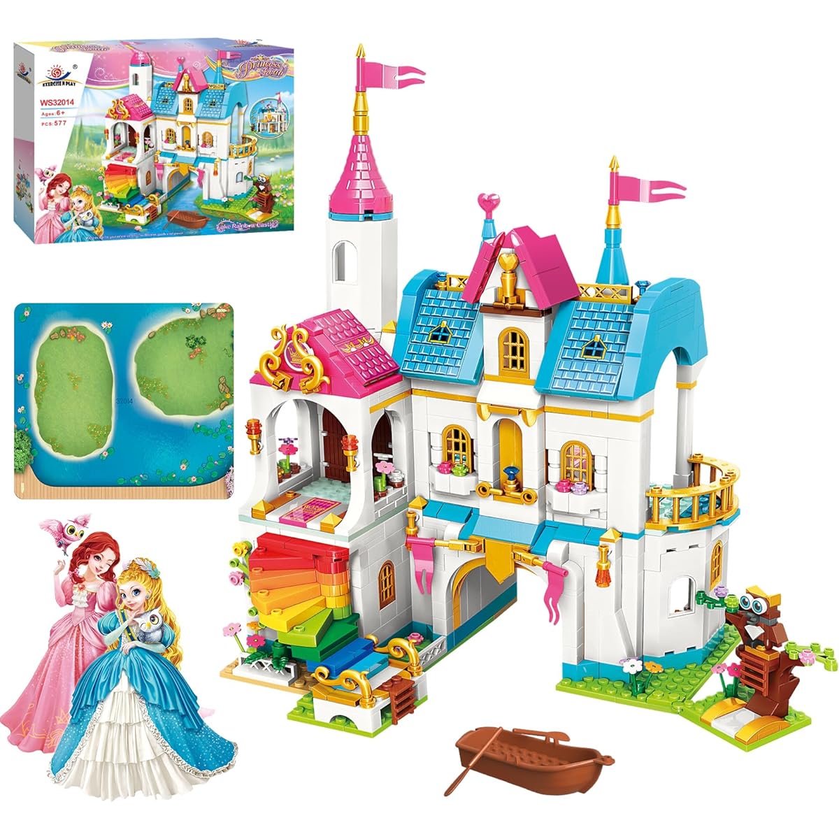 WishaLife Princess Creative Castles 32014 Building Toys Owl Tree House Skull Boat Pretend Play Toys for Kids Girls Boys Ages 6+