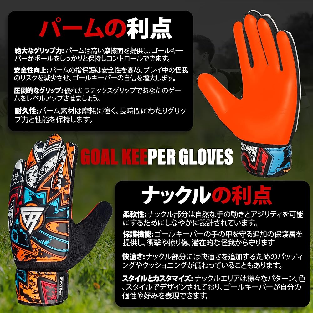 BeingFit Professional Goalkeeper Gloves - Keeper Gloves Junior - Soccer Gloves Sizes 4 Years to Adults - Heavy Duty & Grip Reinforced Design Soccer Keeper Gloves