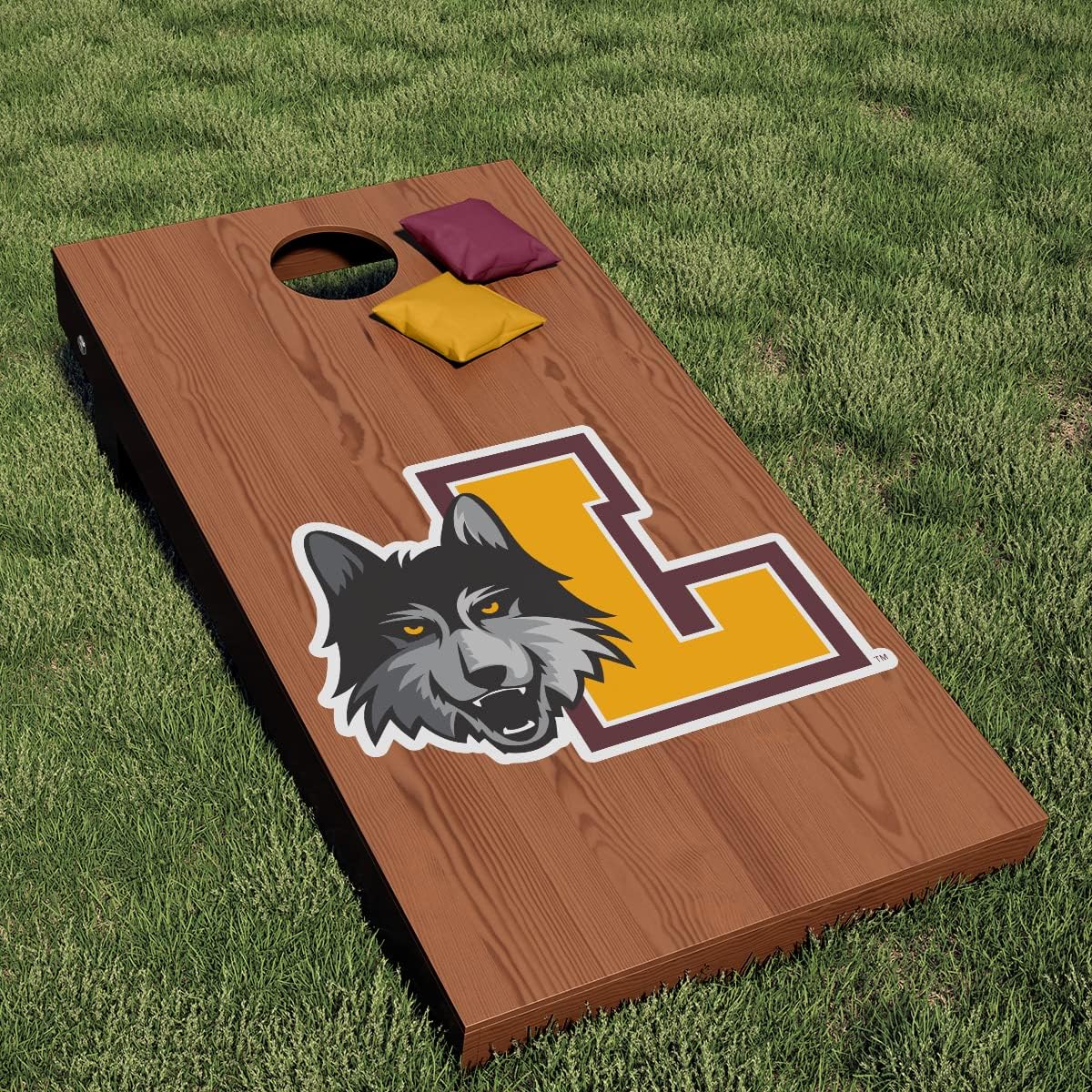 Nudge Nudge Printing Officially Licensed College Cornhole Decal Sticker (Loyola University Chicago L-Wolf)