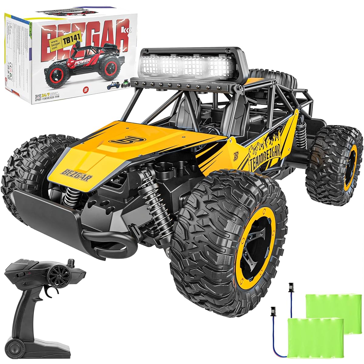 BEZGAR TB141 Yellow RC Car 1:14 Scale Remote Control Car