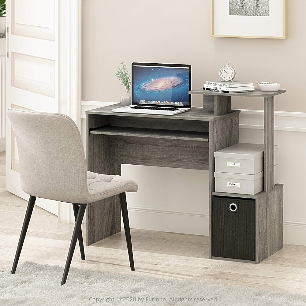 Furinno Econ Home Office Computer Writing Desk Multi-type French Oak/Black Width 100 x Depth 40 x Height 87cm [Japanese regular import product]