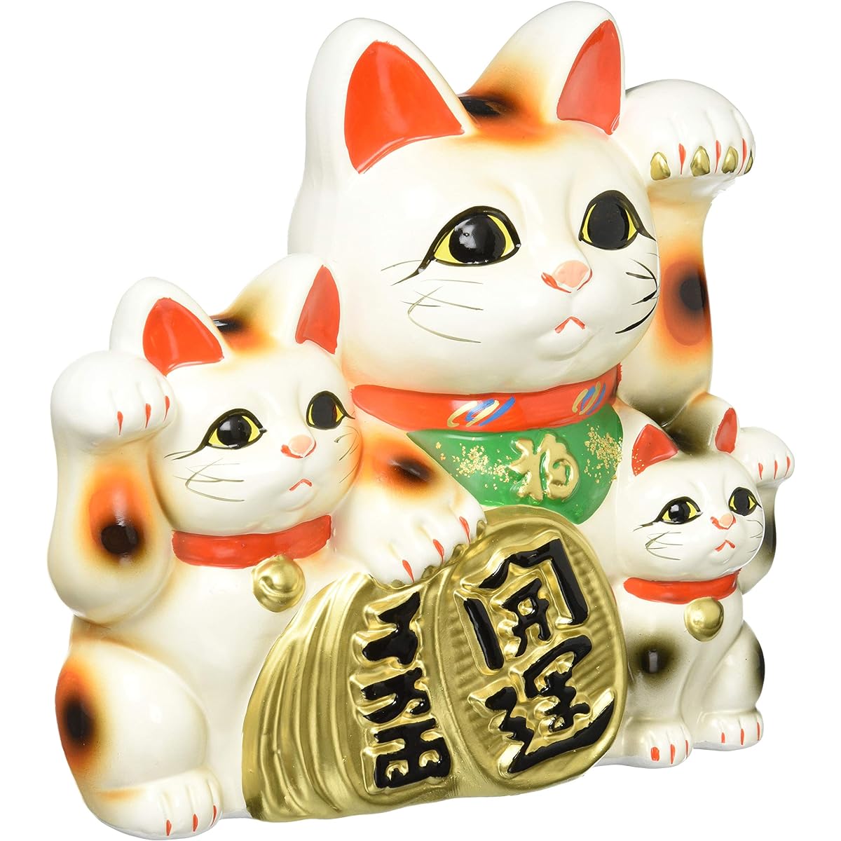 Tokoname ware teapot 8450 Umetsuki No. 6 White three cats Made in Japan Good luck T931