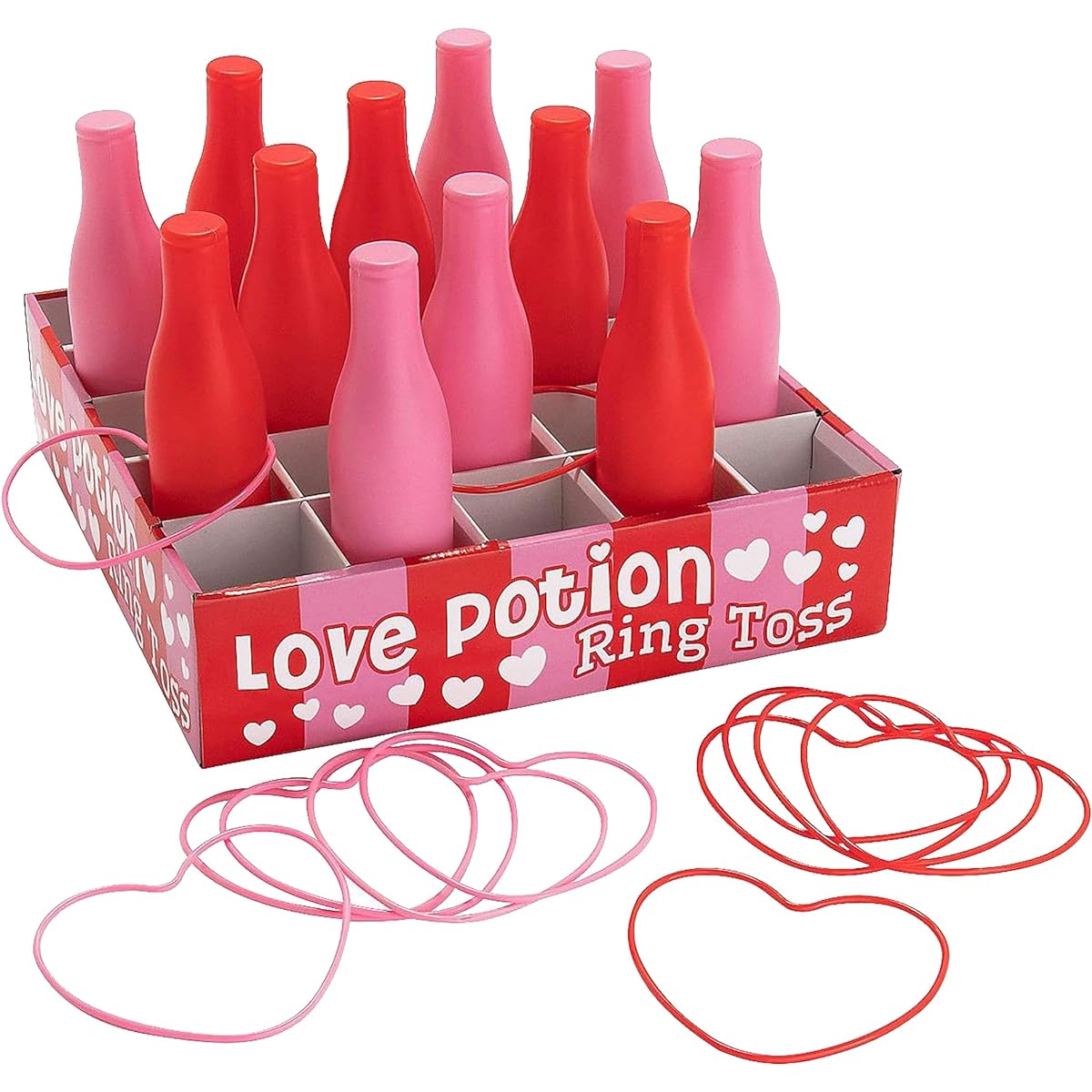 Valentine Bottle Toss Game - Valentine's Day Toys - 25 Pieces