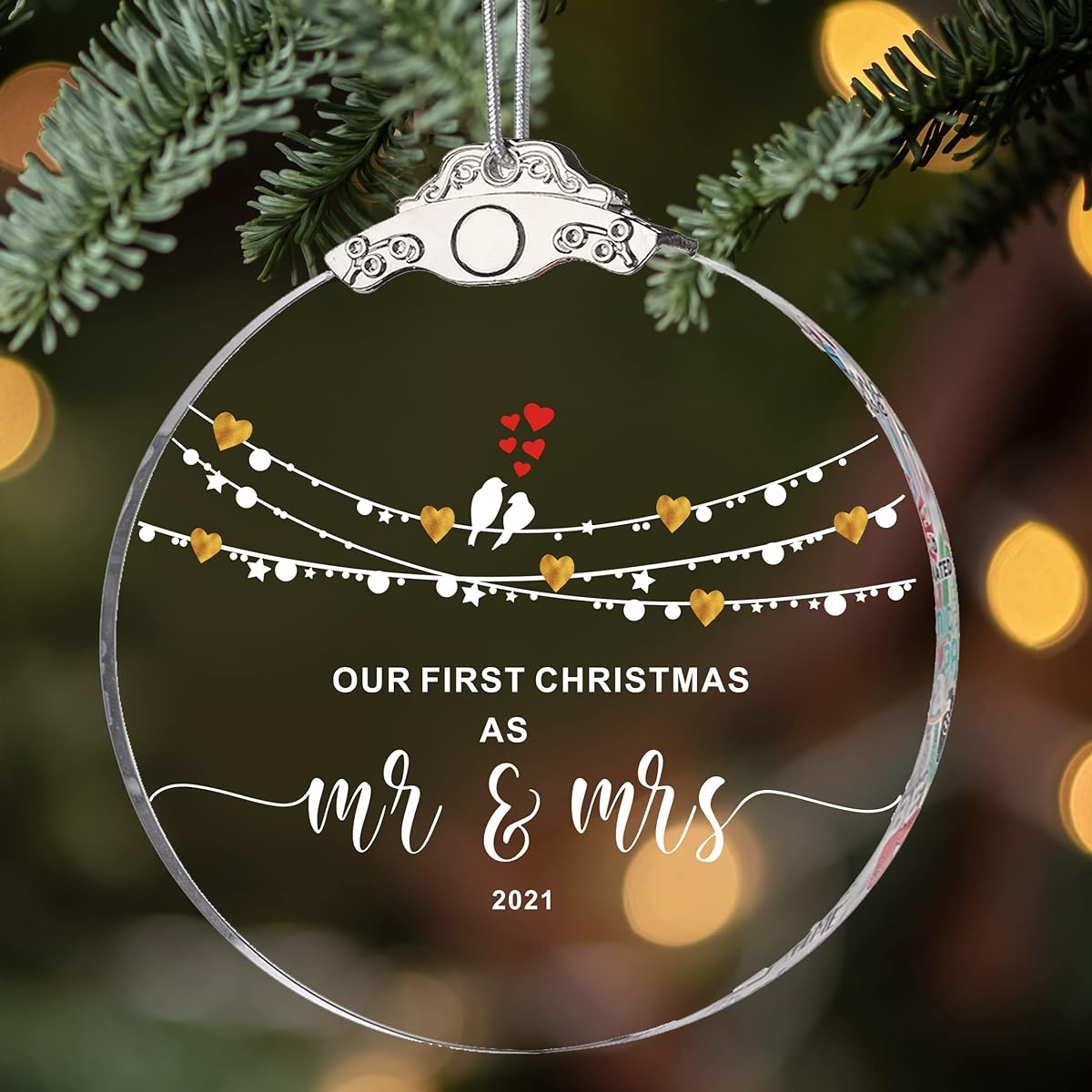 Mkyoo Our First Christmas as Mr SND Mrs Crystal Glass Christmas Ornaments Couple Wedding Gifts Newlywed Christmas Ornaments Tree Decorations Personalized Crafts