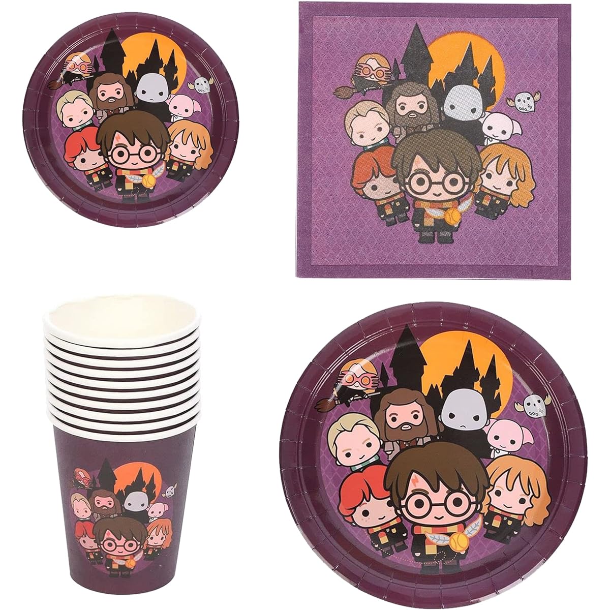 Deco Cart Magical Harry Tableware Birthday Decorations - 50 Pieces - Harry Wizard Birthday Supplies Magical Wizard Party Tableware Plates Cups Napkins for 10 People