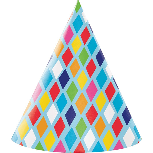 24 bright birthday party hats