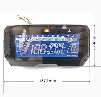 SAMDO Universal Motorcycle Speedometer Tachometer 199 Kmh Mph 12000RPM Super Bright Screen