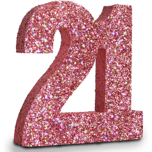 21st Birthday Decorations for Women Rose Gold 21st Birthday Party Decorations for Her Rose Glod Glitter Number 21 Birthday Centerpieces for Table Decorations 21st Table Topper Decor