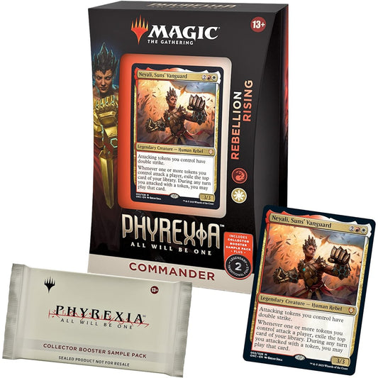 Magic: The Gathering Phyrexia: All Will Be One Commander Deck Rebellion Rising + Collector Booster Sample Pack